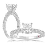 14K WHITE GOLD 1/2CT ROUND DIAMOND LADIES SEMI MOUNT RING(CENTER STONE MOUNT PRINCESS DIAMOND 1CT)