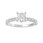 14K WHITE GOLD 1/2CT ROUND DIAMOND LADIES SEMI MOUNT RING(CENTER STONE MOUNT PRINCESS DIAMOND 1CT) - Image 3
