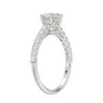 14K WHITE GOLD 1/2CT ROUND DIAMOND LADIES SEMI MOUNT RING(CENTER STONE MOUNT ROUND DIAMOND 1CT) - Image 2