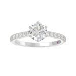 14K WHITE GOLD 1/2CT ROUND DIAMOND LADIES SEMI MOUNT RING(CENTER STONE MOUNT ROUND DIAMOND 1CT) - Image 3