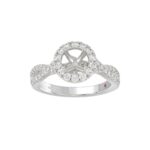 14K WHITE GOLD 1/2CT ROUND DIAMOND LADIES SEMI MOUNT RING(CENTER STONE MOUNT ROUND DIAMOND 1CT) - Image 2