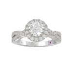 14K WHITE GOLD 1/2CT ROUND DIAMOND LADIES SEMI MOUNT RING(CENTER STONE MOUNT ROUND DIAMOND 1CT) - Image 4