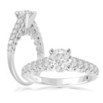 14K WHITE GOLD 1/2CT ROUND DIAMOND LADIES SEMI MOUNT RING(CENTER STONE MOUNT ROUND DIAMOND 1CT)