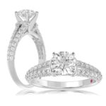 14K WHITE GOLD 1/2CT ROUND DIAMOND LADIES SEMI MOUNT RING(CENTER STONE MOUNT ROUND DIAMOND 1CT)