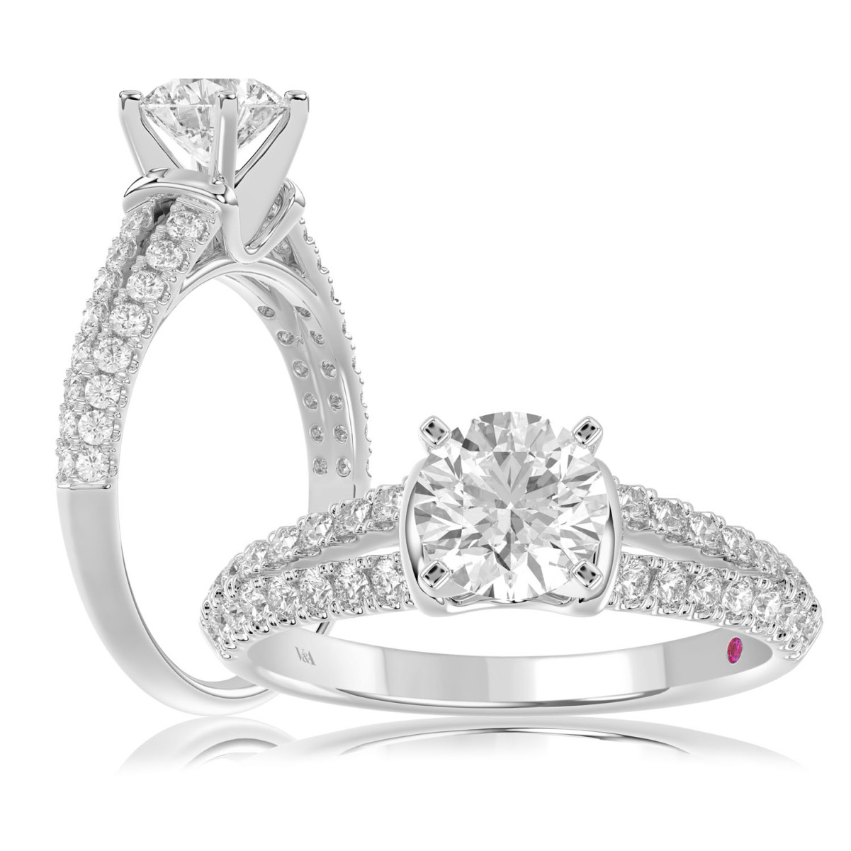 19175759_VA13957W-AB-1201x1201.jpg 14K WHITE GOLD 1/2CT ROUND DIAMOND LADIES SEMI MOUNT RING(CENTER STONE MOUNT ROUND DIAMOND 1CT) - Image 1