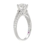14K WHITE GOLD 1/2CT ROUND DIAMOND LADIES SEMI MOUNT RING(CENTER STONE MOUNT ROUND DIAMOND 1CT) - Image 2