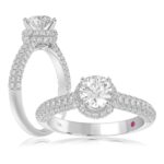 14K WHITE GOLD 1/2CT ROUND DIAMOND LADIES SEMI MOUNT RING(CENTER STONE MOUNT ROUND DIAMOND 1CT)