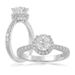 14K WHITE GOLD 1/2CT ROUND DIAMOND LADIES SEMI MOUNT RING(CENTER STONE MOUNT ROUND DIAMOND 1CT)