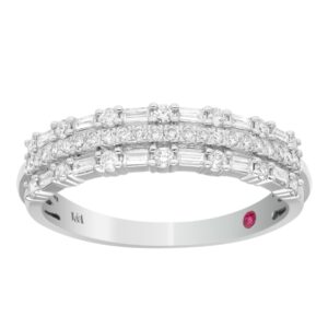 14K WHITE GOLD 1/2CT ROUND/BAGUETTE DIAMOND LADIES BAND