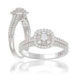 14K WHITE GOLD 1/2CT ROUND/BAGUETTE DIAMOND LADIES FASHION RING