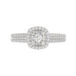 14K WHITE GOLD 1/2CT ROUND/BAGUETTE DIAMOND LADIES FASHION RING - Image 6