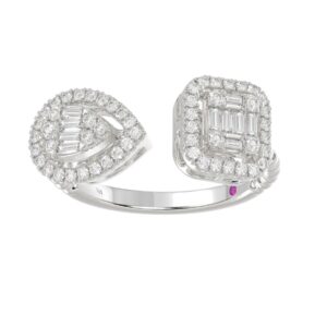 14K WHITE GOLD 1/2CT ROUND/BAGUETTE DIAMOND LADIES FASHION RING