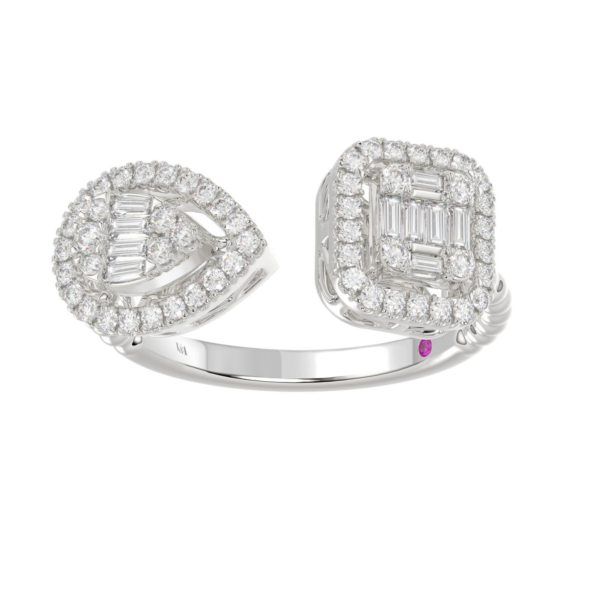 19175784_VA11489W-1201x1201.jpg 14K WHITE GOLD 1/2CT ROUND/BAGUETTE DIAMOND LADIES FASHION RING - Image 1