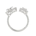 14K WHITE GOLD 1/2CT ROUND/BAGUETTE DIAMOND LADIES FASHION RING - Image 2