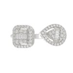 14K WHITE GOLD 1/2CT ROUND/BAGUETTE DIAMOND LADIES FASHION RING - Image 4