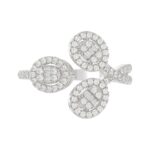 14K WHITE GOLD 1/2CT ROUND/BAGUETTE DIAMOND LADIES FASHION RING - Image 4