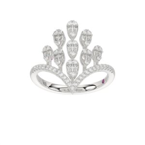14K WHITE GOLD 1/2CT ROUND/BAGUETTE DIAMOND LADIES FASHION RING