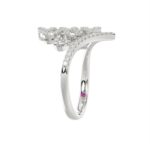 14K WHITE GOLD 1/2CT ROUND/BAGUETTE DIAMOND LADIES FASHION RING - Image 3