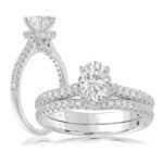14K WHITE GOLD 1/2CT ROUND/OVAL DIAMOND LADIES SEMI MOUNT BRIDAL SET(CENTER STONE MOUNT OVAL DIAMOND 1CT)