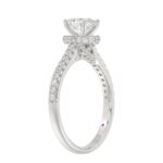 14K WHITE GOLD 1/2CT ROUND/OVAL DIAMOND LADIES SEMI MOUNT BRIDAL SET(CENTER STONE MOUNT OVAL DIAMOND 1CT) - Image 2