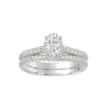 14K WHITE GOLD 1/2CT ROUND/OVAL DIAMOND LADIES SEMI MOUNT BRIDAL SET(CENTER STONE MOUNT OVAL DIAMOND 1CT) - Image 3