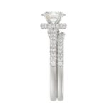 14K WHITE GOLD 1/2CT ROUND/OVAL DIAMOND LADIES SEMI MOUNT BRIDAL SET(CENTER STONE MOUNT OVAL DIAMOND 1CT) - Image 5