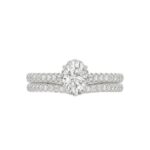 14K WHITE GOLD 1/2CT ROUND/OVAL DIAMOND LADIES SEMI MOUNT BRIDAL SET(CENTER STONE MOUNT OVAL DIAMOND 1CT) - Image 6