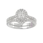 14K WHITE GOLD 1/2CT ROUND/PEAR DIAMOND LADIES BRIDAL SET(CENTER STONE MOUNT PEAR DIAMOND 1CT) - Image 3