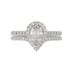 14K WHITE GOLD 1/2CT ROUND/PEAR DIAMOND LADIES BRIDAL SET(CENTER STONE MOUNT PEAR DIAMOND 1CT) - Image 6