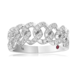 14K WHITE GOLD 1/2CT ROUND/PINK SAPPHIRE DIAMOND LADIES RING