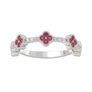 14K WHITE GOLD 1/2CT ROUND/PINK SAPPHIRE DIAMOND LADIES RING (ROUND RUBY DIAMOND 1/3CT)