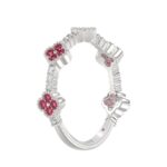 14K WHITE GOLD 1/2CT ROUND/PINK SAPPHIRE DIAMOND LADIES RING (ROUND RUBY DIAMOND 1/3CT) - Image 3