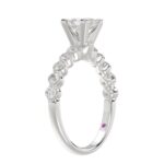 14K WHITE GOLD 1/2CT ROUND/PRINCESS DIAMOND LADIES SEMI MOUNT RING (CENTER STONE PRINCESS DIAMOND 1CT) - Image 3
