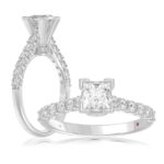 14K WHITE GOLD 1/2CT ROUND/PRINCESS DIAMOND LADIES SEMI MOUNT RING(CENTER STONE MOUNT PRINCESS DIAMOND 1CT)