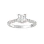 14K WHITE GOLD 1/2CT ROUND/PRINCESS DIAMOND LADIES SEMI MOUNT RING(CENTER STONE MOUNT PRINCESS DIAMOND 1CT) - Image 4