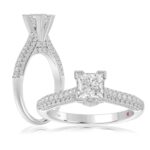 14K WHITE GOLD 1/2CT ROUND/PRINCESS DIAMOND LADIES SEMI MOUNT RING(CENTER STONE MOUNT PRINCESS DIAMOND 1CT)