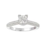 14K WHITE GOLD 1/2CT ROUND/PRINCESS DIAMOND LADIES SEMI MOUNT RING(CENTER STONE MOUNT PRINCESS DIAMOND 1CT) - Image 6