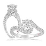 14K WHITE GOLD 1/3CT ROUND DIAMOND LADIES SEMI MOUNT RING MOUNT(CENTER STONE MOUNT ROUND DIAMOND 1CT