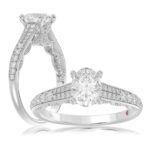 14K WHITE GOLD 1/3CT ROUND DIAMOND LADIES SEMI MOUNT RING(CENTER STONE MOUNT OVAL DIAMOND 1CT)