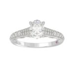14K WHITE GOLD 1/3CT ROUND DIAMOND LADIES SEMI MOUNT RING(CENTER STONE MOUNT OVAL DIAMOND 1CT) - Image 3