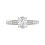 14K WHITE GOLD 1/3CT ROUND DIAMOND LADIES SEMI MOUNT RING(CENTER STONE MOUNT OVAL DIAMOND 1CT) - Image 6