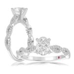 14K WHITE GOLD 1/3CT ROUND DIAMOND LADIES SEMI MOUNT RING(CENTER STONE MOUNT OVAL DIAMOND 1CT)