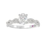14K WHITE GOLD 1/3CT ROUND DIAMOND LADIES SEMI MOUNT RING(CENTER STONE MOUNT OVAL DIAMOND 1CT) - Image 3
