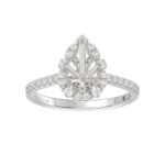 14K WHITE GOLD 1/3CT ROUND DIAMOND LADIES SEMI MOUNT RING(CENTER STONE MOUNT PEAR DIAMOND 1CT) - Image 2
