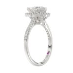 14K WHITE GOLD 1/3CT ROUND DIAMOND LADIES SEMI MOUNT RING(CENTER STONE MOUNT PEAR DIAMOND 1CT) - Image 3