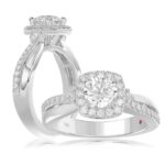 14K WHITE GOLD 1/3CT ROUND DIAMOND LADIES SEMI MOUNT RING(CENTER STONE MOUNT ROUND DIAMOND 1CT)