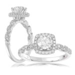 14K WHITE GOLD 1/3CT ROUND DIAMOND LADIES SEMI MOUNT RING(CENTER STONE ROUND DIAMOND 1CT)