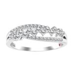 14K WHITE GOLD 1/3CT ROUND/BAGUETTE DIAMOND LADIES FASHION RING
