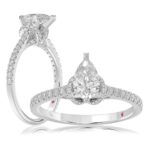 14K WHITE GOLD 1/3CT ROUND/PEAR DIAMOND LADIES SEMI MOUNT RING(CENTER STONE MOUNT PEAR DIAMOND 1CT)