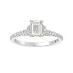 14K WHITE GOLD 1/4CT ROUND DIAMOND LADIES SEMI MOUNT RING(CENTER STONE MOUNT EMERALD DIAMOND 1CT) - Image 2